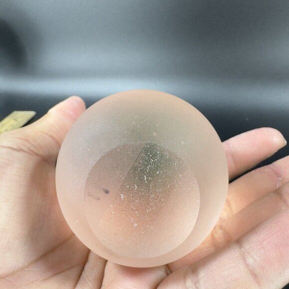 Vintage Glass Apple Fruit Figurine Paperweight Frosted With Green Leaf Top VTG - Picture 5 of 13